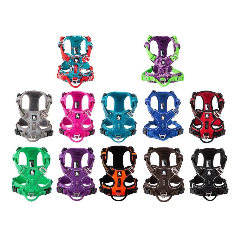 Pawvoo Pet Reflective Nylon Dog Harness No Pull  Dog Vest Safety Lead Walking